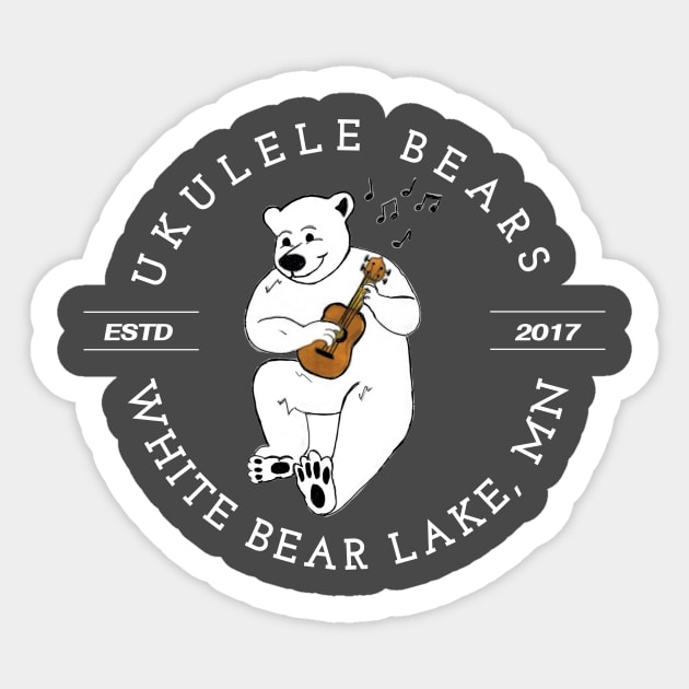 WBL Ukulele Bears (white text for dark colors) Sticker by GandalfLives